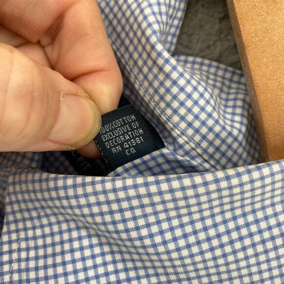 Ralph Lauren Shirt Mens 17 Blue Check Classic Fit Button Down Collar Long Sleeve - Picture 6 of 9